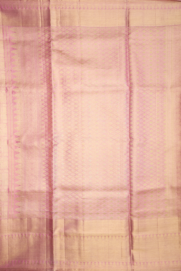 Kanchipuram Silk Saree In Pink Tissue With Peacock Design