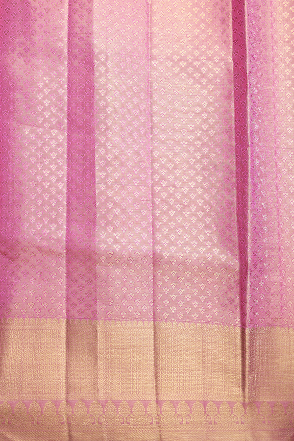 Kanchipuram Silk Saree In Pink Tissue With Peacock Design