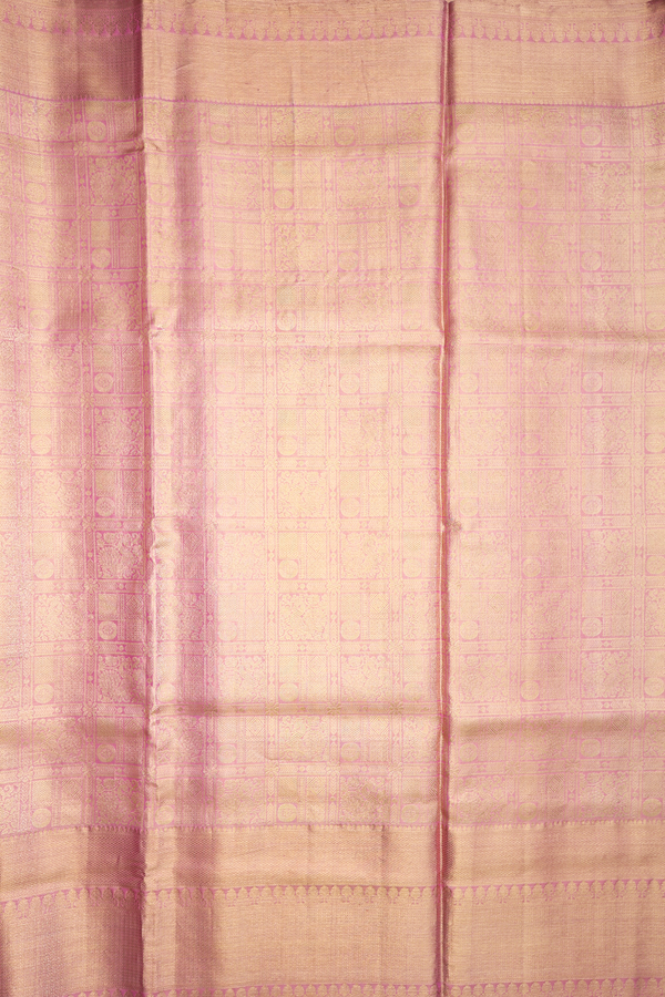 Kanchipuram Silk Saree In Pink Tissue With Peacock Design