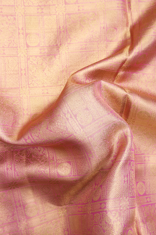 Kanchipuram Silk Saree In Pink Tissue With Peacock Design