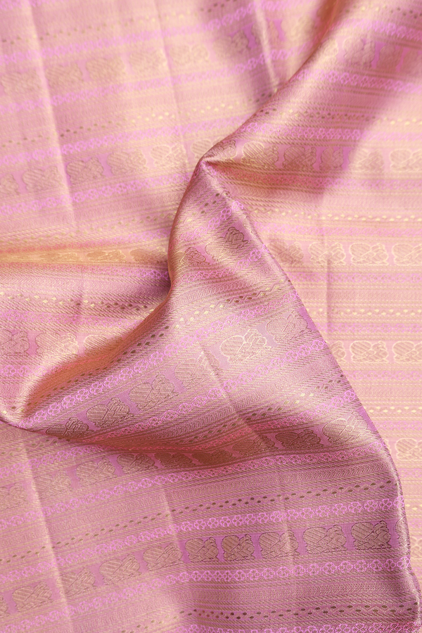 Kanchipuram Silk Saree In Pink Tissue With Peacock Design