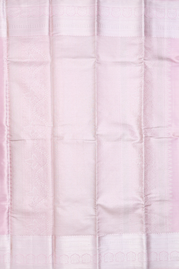 Kanchipuram Silk Saree In Pink Tissue With Zari Motifs