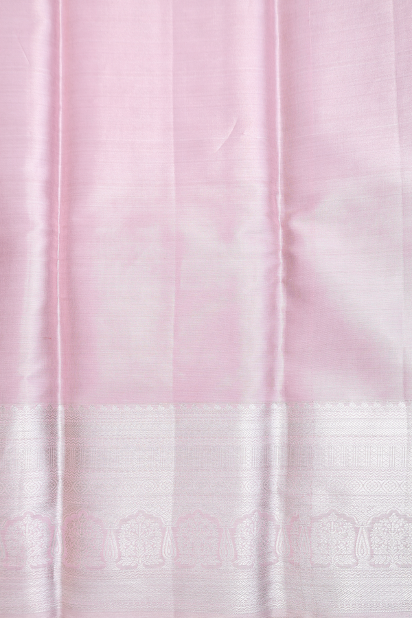 Kanchipuram Silk Saree In Pink Tissue With Zari Motifs