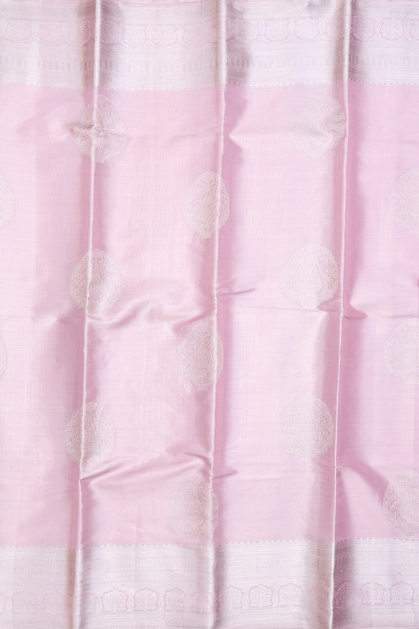 Kanchipuram Silk Saree In Pink Tissue With Zari Motifs