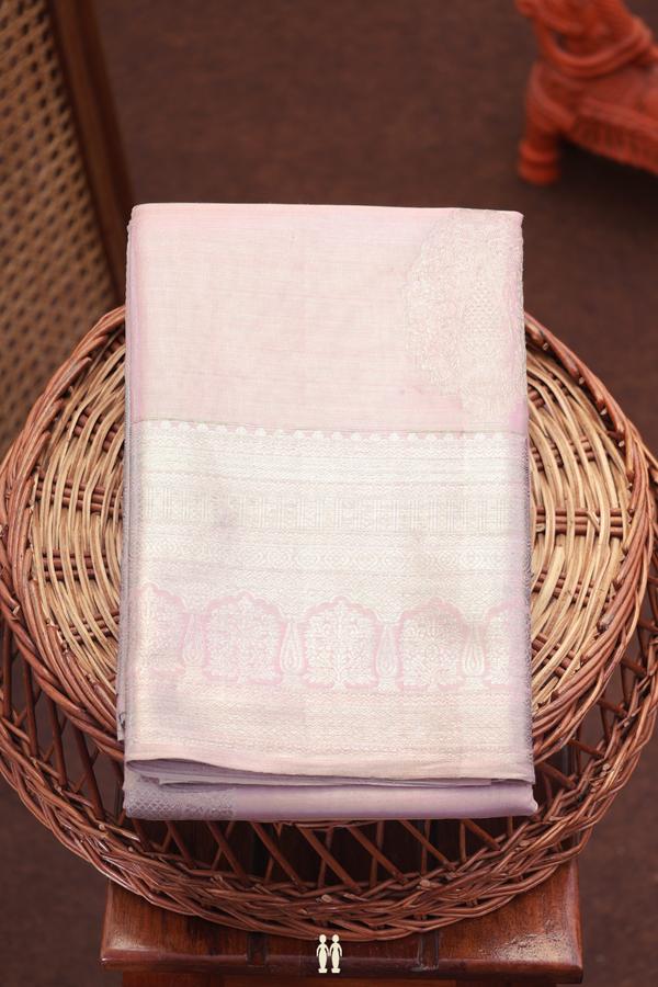 Kanchipuram Silk Saree In Pink Tissue With Zari Motifs