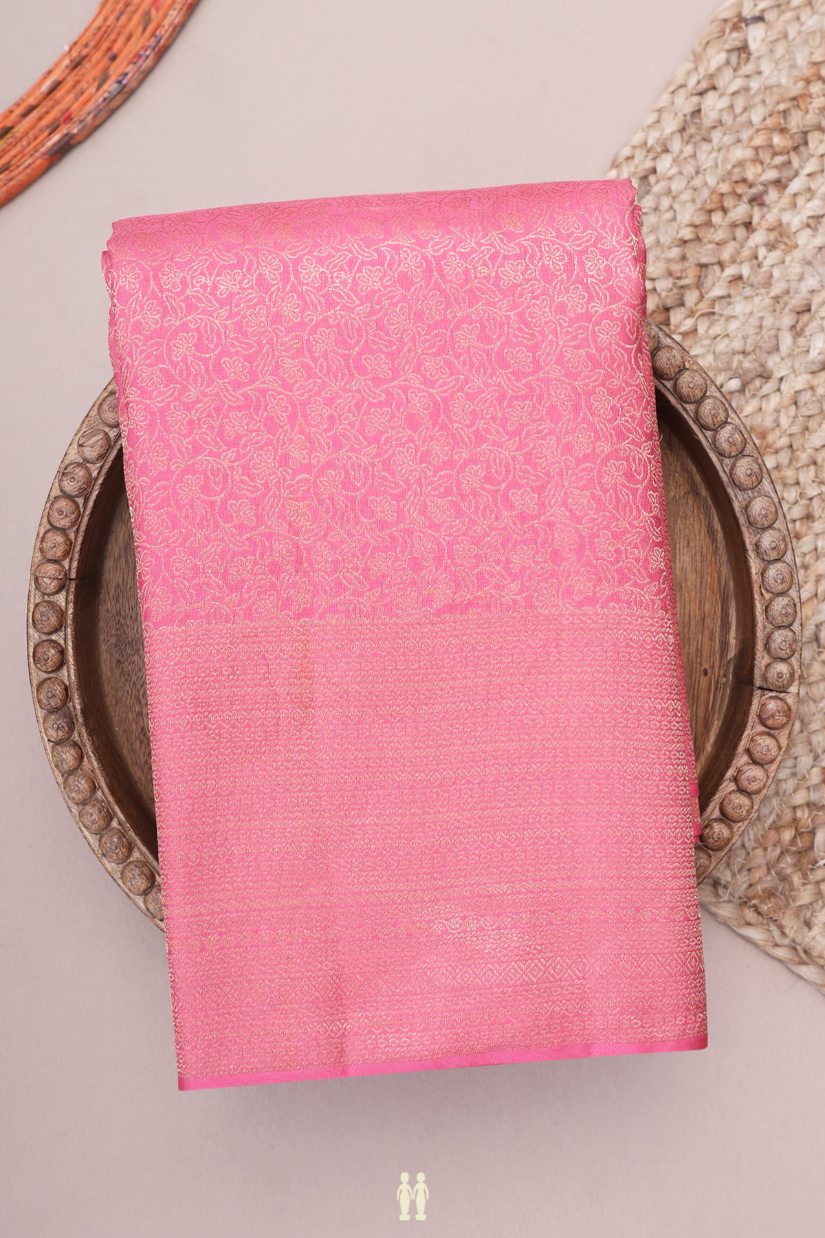 Kanchipuram Silk Saree In Pink With Brocade Design
