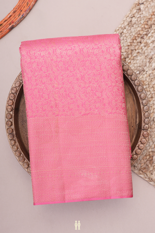 Kanchipuram Silk Saree In Pink With Brocade Design