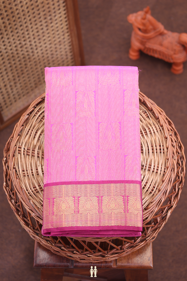 Kanchipuram Silk Saree In Pink With Brocade Design