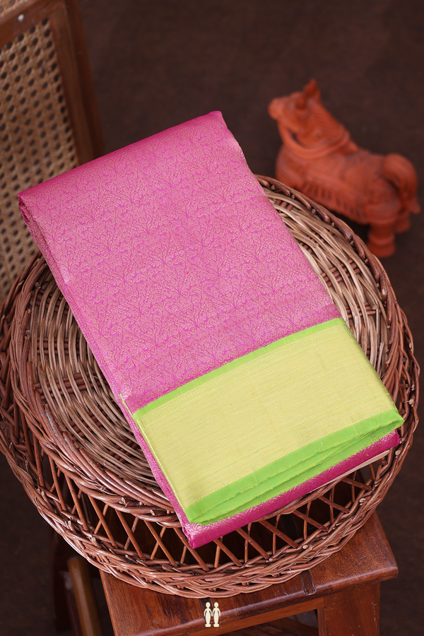 Kanchipuram Silk Saree In Pink With Brocade Design