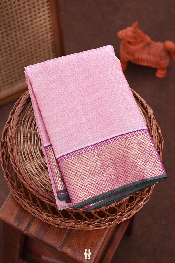 Kanchipuram Silk Saree In Pink With Brocade Design