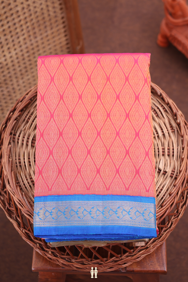 Kanchipuram Silk Saree In Pink With Brocade Design