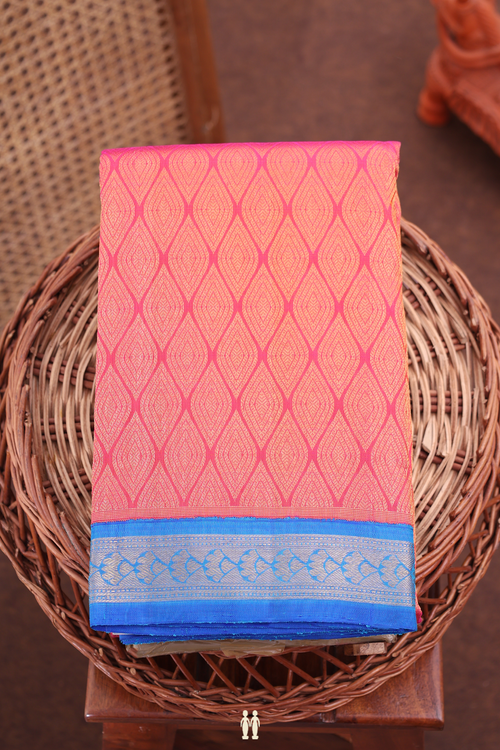 Kanchipuram Silk Saree In Pink With Brocade Design