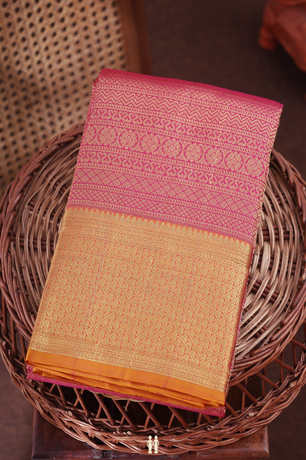 Kanchipuram Silk Saree In Pink With Brocade Design