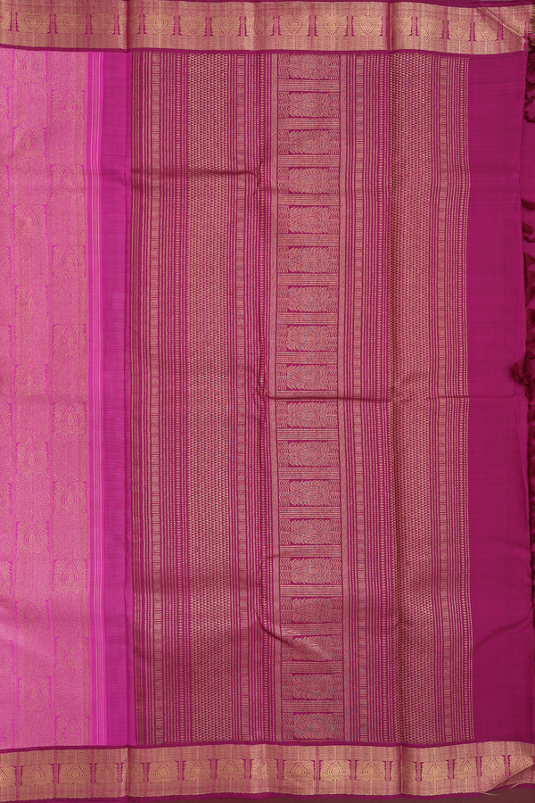 Kanchipuram Silk Saree In Pink With Brocade Design