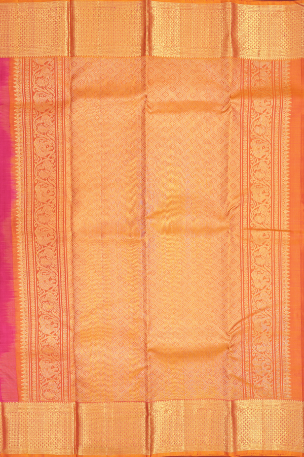 Kanchipuram Silk Saree In Pink With Brocade Design