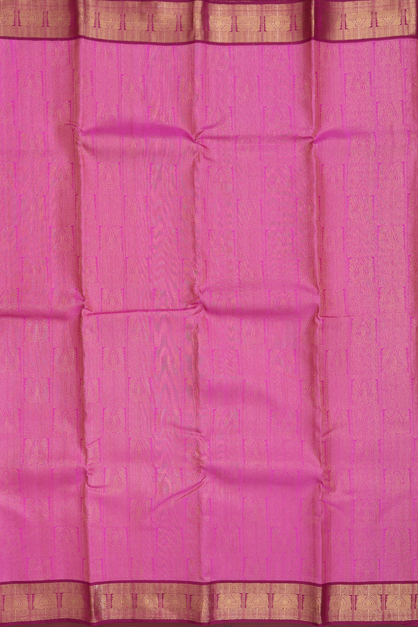 Kanchipuram Silk Saree In Pink With Brocade Design