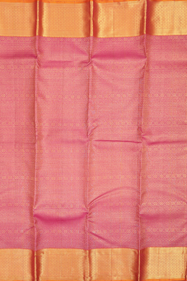Kanchipuram Silk Saree In Pink With Brocade Design