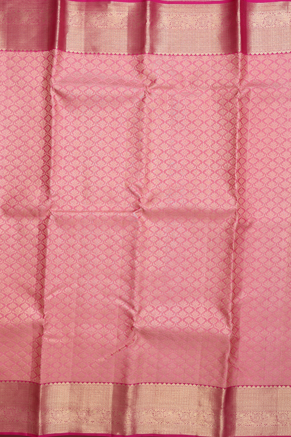 Kanchipuram Silk Saree In Pink With Brocade Design
