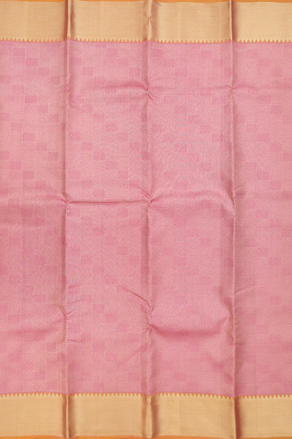 Kanchipuram Silk Saree In Pink With Brocade Design