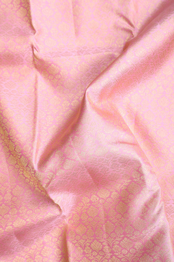 Kanchipuram Silk Saree In Pink With Brocade Design