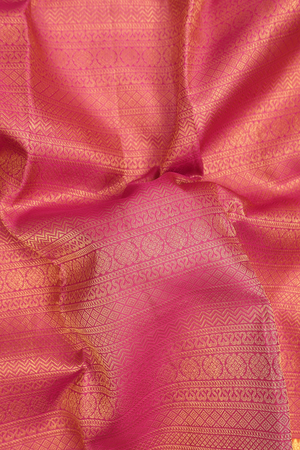 Kanchipuram Silk Saree In Pink With Brocade Design
