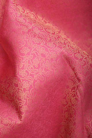 Kanchipuram Silk Saree In Pink With Brocade Design