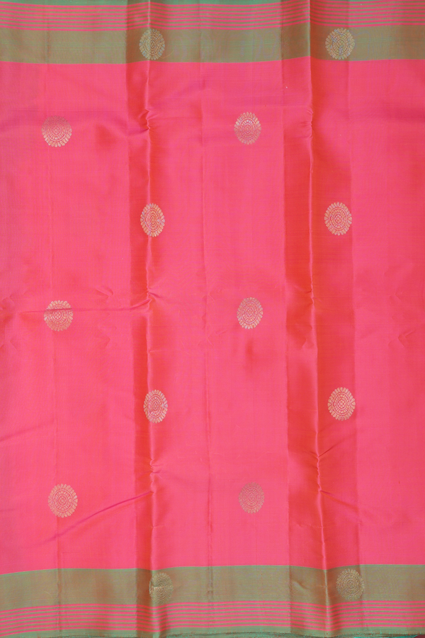 Kanchipuram Silk Saree In Pink With Chakram Buttas