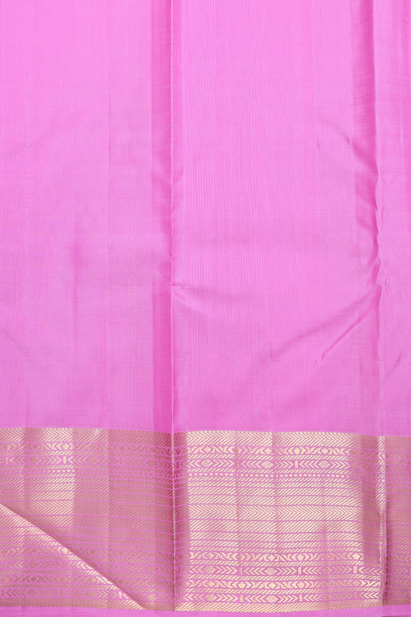 Kanchipuram Silk Saree In Pink With Checks Along Buttas