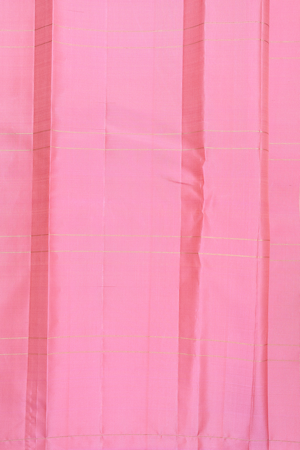 Kanchipuram Silk Saree In Pink With Checks Along Buttas