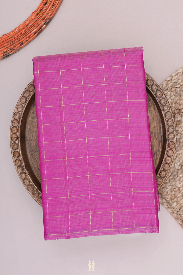 Kanchipuram Silk Saree In Pink With Checks Design