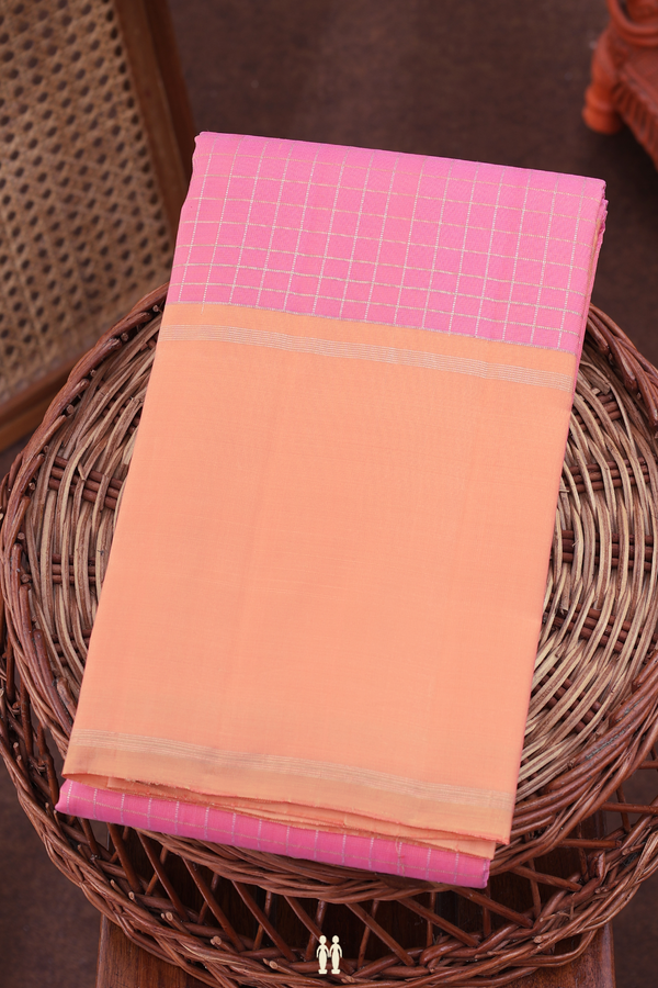 Kanchipuram Silk Saree In Pink With Checks Design