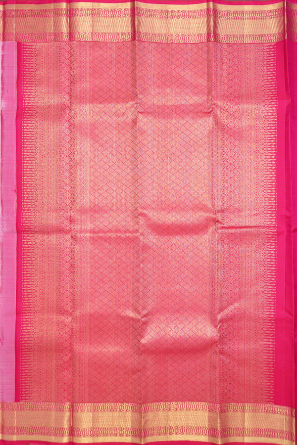 Kanchipuram Silk Saree In Pink With Checks Design