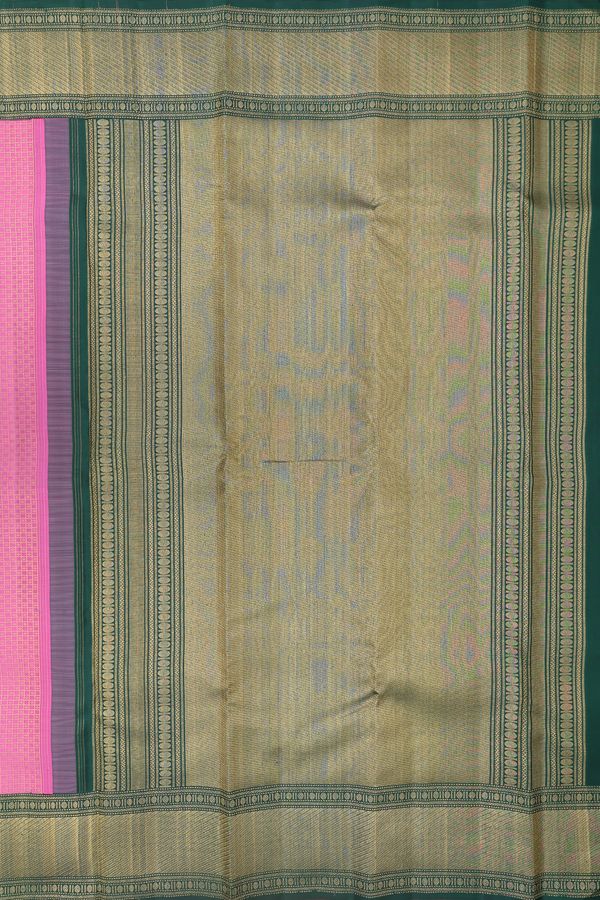 Kanchipuram Silk Saree In Pink With Checks Design