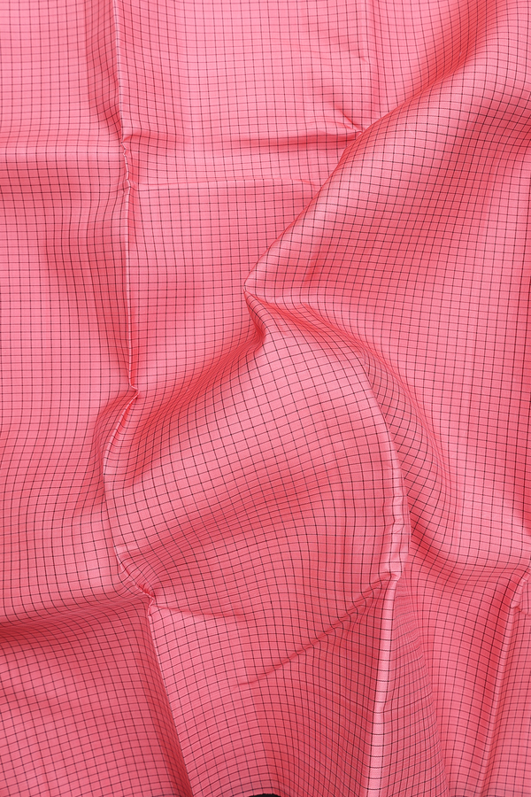 Kanchipuram Silk Saree In Pink With Checks Design