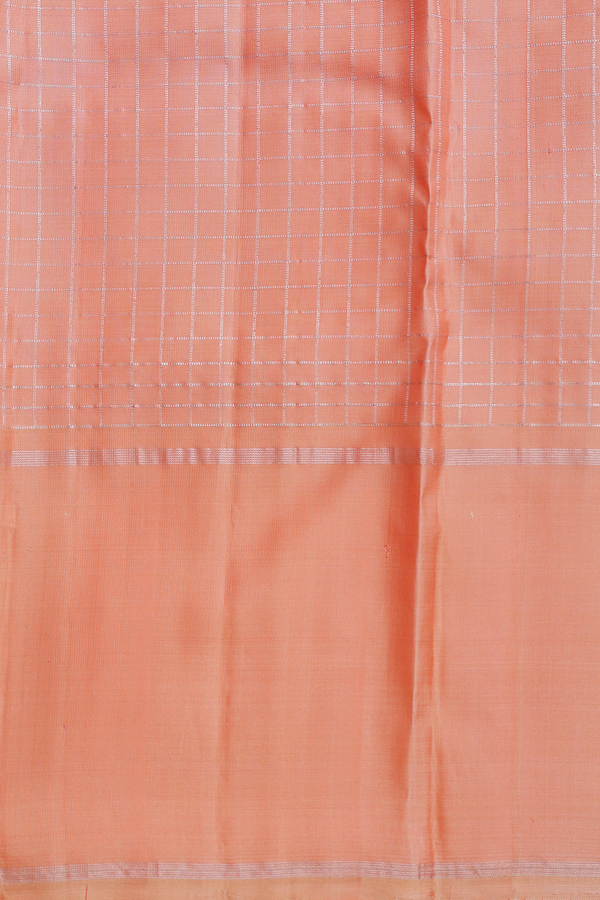 Kanchipuram Silk Saree In Pink With Checks Design