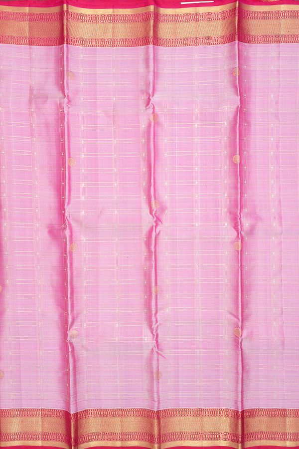 Kanchipuram Silk Saree In Pink With Checks Design