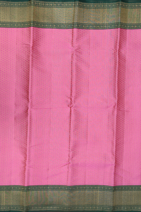 Kanchipuram Silk Saree In Pink With Checks Design