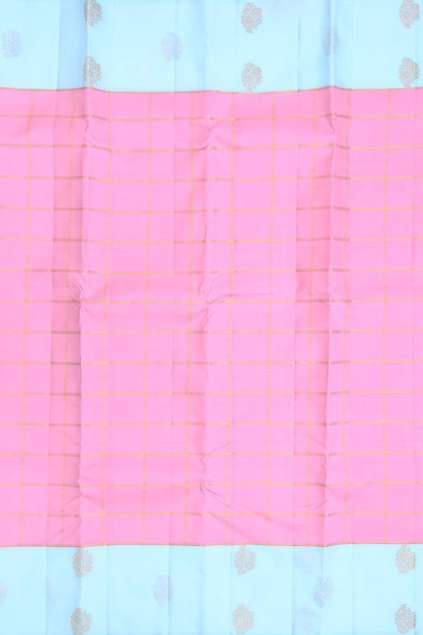 Kanchipuram Silk Saree In Pink With Checks Design