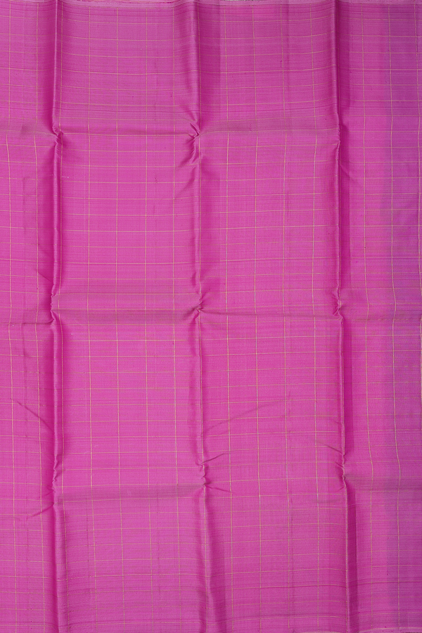 Kanchipuram Silk Saree In Pink With Checks Design