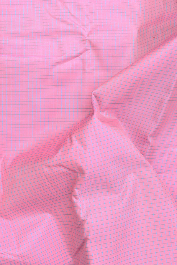 Kanchipuram Silk Saree In Pink With Checks Design