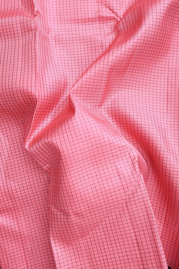 Kanchipuram Silk Saree In Pink With Checks Design