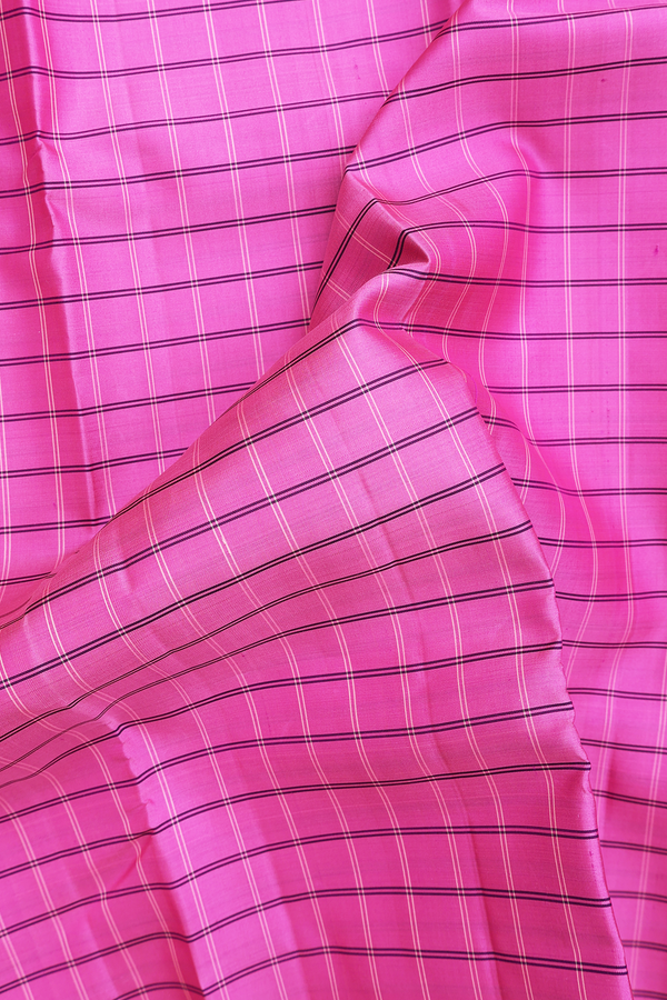 Kanchipuram Silk Saree In Pink With Checks Design