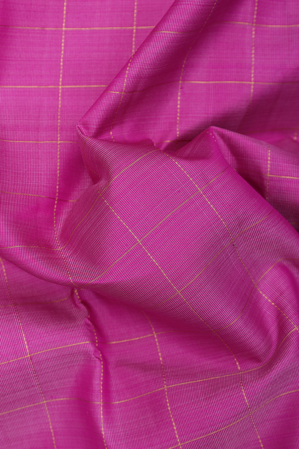 Kanchipuram Silk Saree In Pink With Checks Design