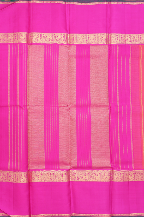 Kanchipuram Silk Saree In Pink With Contrast Border