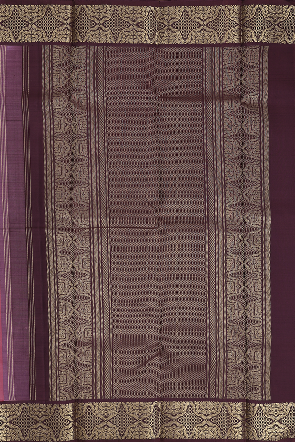 Kanchipuram Silk Saree In Mulberry With Contrast Border