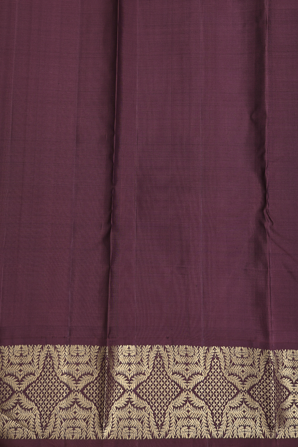 Kanchipuram Silk Saree In Mulberry With Contrast Border