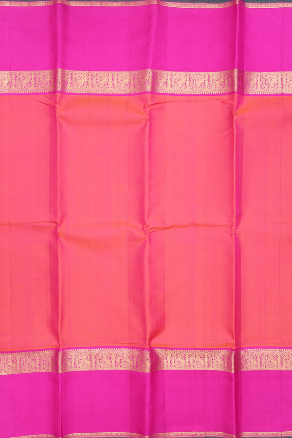 Kanchipuram Silk Saree In Pink With Contrast Border
