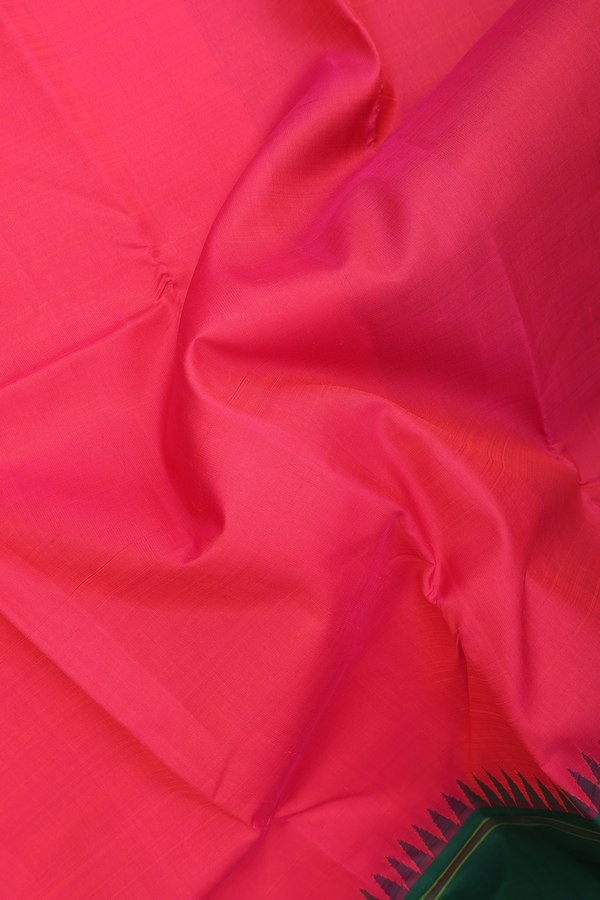 Kanchipuram Silk Saree In Pink With Contrast Border