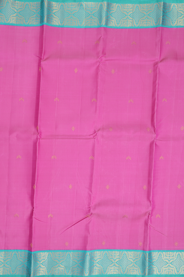 Kanchipuram Silk Saree In Pink With Diamond Buttas