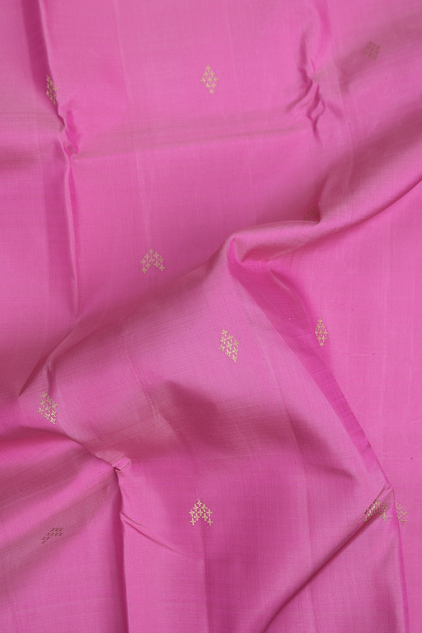 Kanchipuram Silk Saree In Pink With Diamond Buttas
